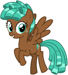 Size: 2900x3200 | Tagged: safe, alternate version, artist:cheezedoodle96, spur, pegasus, pony, g4, growing up is hard to do, .svg available, curly hair, female, filly, flying, freckles, high res, looking at you, missing accessory, simple background, smiling, solo, spread wings, svg, teenager, transparent background, vector, wings