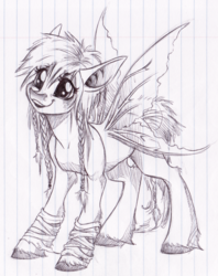 Size: 1481x1871 | Tagged: safe, artist:faline-art, pony, crossover, deet, female, lined paper, mare, monochrome, solo, the dark crystal, the dark crystal: age of resistance, traditional art