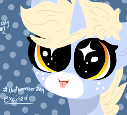 Size: 1640x1480 | Tagged: safe, artist:nootaz, oc, oc only, oc:nootaz, pony, unicorn, abstract background, bust, excited, faic, female, mare, nootvember, nootvember 2019, open mouth, portrait, prompt, solo