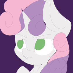 Size: 1079x1079 | Tagged: safe, artist:treble clefé, sweetie belle, pony, unicorn, g4, growing up is hard to do, cute, female, pouting, scrunchy face, solo