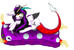 Size: 786x536 | Tagged: safe, artist:shimmer-fox, oc, oc only, oc:mystic insanity, draconequus, draconequus oc, female, simple background, solo, transparent background