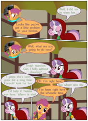 Size: 4800x6600 | Tagged: safe, artist:gm-scoots, artist:little jackie papercut, scootaloo, sweetie belle, pony, comic:bleeding hearts, g4, bard, comic, cutie mark crusaders, dungeons and dragons, fantasy class, ogres and oubliettes, rogue