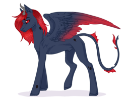 Size: 2196x1720 | Tagged: safe, artist:kim0508, artist:sparkling_light base, oc, oc only, oc:king phoenix embers, changeling, dracony, dragon, hybrid, pony, concave belly, nudity, red changeling, sheath, simple background, slender, thin, walk, walking, white background, ych result