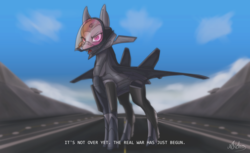 Size: 3600x2200 | Tagged: safe, artist:andromailus, original species, plane pony, pony, ace combat, cfa-44 nosferatu, concave belly, high res, plane, runway, solo, text