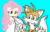 Size: 1402x893 | Tagged: safe, artist:sonicsuperstar1991, fluttershy, equestria girls, g4, 1000 hours in ms paint, blushing, cute, fluttertails, male, miles "tails" prower, sonic the hedgehog, sonic the hedgehog (series)