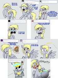 Size: 2254x3006 | Tagged: safe, artist:jitterbugjive, derpy hooves, doctor whooves, time turner, pony, robot, lovestruck derpy, g4, blushing, crying, derp-i, high res, snot