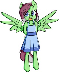 Size: 1564x1909 | Tagged: safe, artist:spheedc, oc, oc:watermelon success, pegasus, semi-anthro, arm behind back, clothes, cute, dress, eye clipping through hair, female, simple background, white background, young