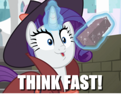 Size: 1080x839 | Tagged: safe, edit, edited screencap, screencap, rarity, pony, g4, sparkle's seven, 8^y, brick, caption, cropped, detective rarity, female, image macro, imminent pain, solo, text