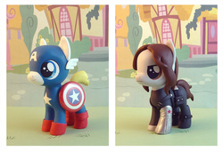 Size: 1168x800 | Tagged: safe, artist:krowzivitch, pony, captain america, colt, craft, diorama, figurine, male, ponified, sculpture, solo, standing, traditional art, winter soldier