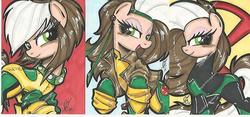 Size: 1024x479 | Tagged: safe, artist:ponygoddess, pony, lidded eyes, ponified, rogue (x-men), solo, x-men