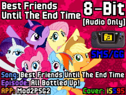 Size: 960x720 | Tagged: safe, artist:isupersonic95, applejack, fluttershy, pinkie pie, rainbow dash, rarity, twilight sparkle, alicorn, pony, all bottled up, g4, 8-bit, animated, best friends until the end of time, chiptune, female, heart, mane six, music, open mouth, sega game gear, sega master system, sound, sound only, twilight sparkle (alicorn), webm