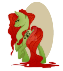 Size: 600x680 | Tagged: safe, artist:wordswhisperer, earth pony, pony, poison ivy, poison ivy (dc comics), ponified