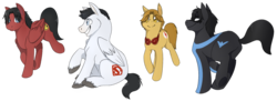 Size: 1357x495 | Tagged: safe, artist:the-chibster, pony, kid flash, nightwing, ponified, red robin, superboy, young justice