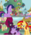 Size: 2000x2288 | Tagged: safe, artist:ejlightning007arts, applejack, fluttershy, pinkie pie, rainbow dash, rarity, spike, sunset shimmer, tempest shadow, twilight sparkle, alicorn, dragon, earth pony, ghost, pegasus, pony, unicorn, g4, broken horn, butt, crying, eye scar, female, golden oaks library, high res, horn, hug, mane seven, mane six, mare, plot, ponyville, sad, scar, teary eyes, the past, twilight sparkle (alicorn)