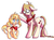 Size: 5133x3815 | Tagged: safe, artist:coco-drillo, oc, oc only, oc:cocodrillo, earth pony, pony, cheerful, clothes, colorful, crying, duality, ear fluff, female, filly, floppy ears, foal, glasses, happy, head pat, hopeful, pat, pigtails, scar, scarf, stitches, teary eyes