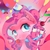 Size: 768x768 | Tagged: safe, artist:cornet, gummy, pinkie pie, pony, g4, balloon, bow, bust, candy, confetti, cute, diapinkes, ear fluff, female, food, hair bow, hat, lollipop, party hat, pixiv, portrait, punch (drink), punch bowl, solo, streamers, tongue out