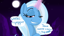 Size: 1280x720 | Tagged: safe, artist:reiduran, artist:siivabunner, edit, trixie, pony, unicorn, g4, clean, dialogue, dominatrixie, explicit source, female, glowing, glowing horn, high quality rip, horn, magic, male, no cum, no cum version, sfw edit, smiling, smirk, solo, straight, youtube