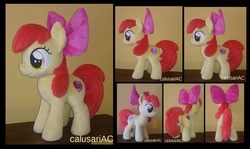 Size: 1450x864 | Tagged: safe, artist:calusariac, apple bloom, earth pony, pony, g4, cutie mark, irl, photo, plushie, solo, the cmc's cutie marks