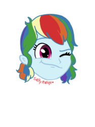 Size: 1500x2000 | Tagged: safe, artist:saltymango, rainbow dash, equestria girls, g4, cute, one eye closed, wink