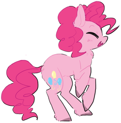 Size: 440x447 | Tagged: safe, artist:supermilkychan, pinkie pie, earth pony, pony, g4, colored hooves, cute, diapinkes, ear fluff, eyes closed, female, leg fluff, mare, open mouth, simple background, solo, white background