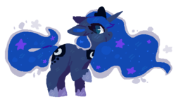 Size: 536x312 | Tagged: safe, artist:goodgooey, princess luna, alicorn, pony, g4, cute, ethereal mane, female, lineless, lowres, lunabetes, mare, simple background, solo, starry mane, transparent background, wingless