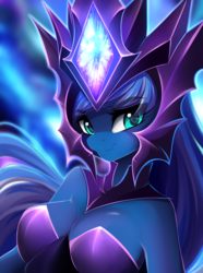 Size: 2385x3205 | Tagged: safe, artist:airiniblock, oc, oc only, oc:vivid tone, pegasus, anthro, big breasts, blurry background, breasts, bust, cleavage, commission, female, high res, mare, not luna, smiling, solo