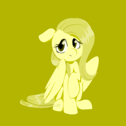 Size: 1200x1200 | Tagged: safe, artist:imaplatypus, fluttershy, pegasus, pony, g4, female, floppy ears, huevember, looking at you, mare, raised hoof, simple background, sitting, smiling, solo, three quarter view, wings