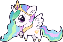 Size: 4554x3031 | Tagged: safe, artist:squeemishness, princess celestia, alicorn, pony, g4, chibi, crown, cute, cutelestia, female, hoof shoes, jewelry, mare, peytral, regalia, simple background, smiling, solo, spread wings, transparent background, wings