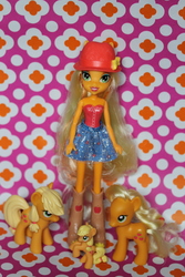 Size: 4272x2848 | Tagged: safe, applejack, earth pony, pony, equestria girls, g4, blind bag, doll, irl, jackletree, multeity, photo, square crossover, toy