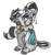 Size: 638x675 | Tagged: safe, artist:jargon scott, oc, oc only, oc:bandy cyoot, oc:matriarch zeg'us, hybrid, pony, raccoon, raccoon pony, zebra, duo, eyes closed, female, hug, mare, mistaken identity, open mouth