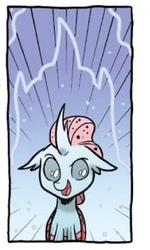 Size: 211x351 | Tagged: safe, artist:tonyfleecs, idw, ocellus, changedling, changeling, g4, spoiler:comic, spoiler:comicfeatsoffriendship03, cropped, open mouth, shapeshifting, smiling, solo, transformation
