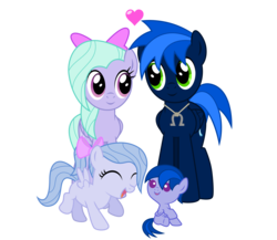 Size: 7500x6500 | Tagged: safe, artist:northernthestar, flitter, oc, oc:adryna, oc:northern star, oc:turbo, pegasus, pony, g4, absurd resolution, baby, baby pony, blank flank, canon x oc, female, filly, heart, offspring, parent:flitter, parent:oc:northern star, parents:canon x oc, simple background, transparent background, wholesome