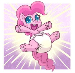 Size: 1852x1804 | Tagged: safe, artist:fillyscoots42, pinkie pie, earth pony, pony, g4.5, my little pony: pony life, diaper, diaper fetish, female, fetish, heart eyes, non-baby in diaper, peeing in diaper, poofy diaper, simple background, solo, starry eyes, urine, wet diaper, wingding eyes