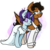 Size: 1961x1977 | Tagged: safe, artist:modularpon, artist:themodpony, oc, oc only, oc:killi thaum, oc:trig silver, pegasus, pony, unicorn, clothes, couple, dress, duo, formal dress, formal wear, makeup, simple background, transparent background, wedding dress