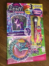 Size: 1108x1478 | Tagged: safe, pinkie pie, rainbow dash, starlight glimmer, pony, g4, official, eraser, merchandise