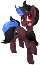 Size: 2699x4404 | Tagged: safe, artist:scarlet-spectrum, oc, oc only, oc:illusive tricks, pony, unicorn, 2020 community collab, derpibooru community collaboration, clothes, male, scarf, solo, tongue out, transparent background