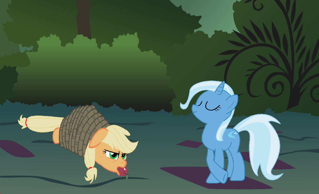 #2201006 - safe, artist:brightstar40k, applejack, trixie, apple, apple ...