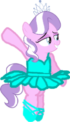 Size: 400x698 | Tagged: safe, artist:angrymetal, diamond tiara, earth pony, pony, g4, 1000 hours in ms paint, ballerina, ballet, ballet slippers, clothes, female, jewelry, one arm up, simple background, smiling, solo, tiara, tiararina, transparent background, tutu
