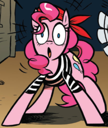 Size: 404x478 | Tagged: safe, idw, official comic, pinkie pie, earth pony, pony, friendship is magic #13, g4, spoiler:comic, clothes, female, mare, pirate, pirate pinkie pie, shirt