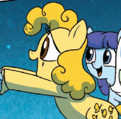 Size: 282x277 | Tagged: safe, idw, official comic, blue belle, butterscotch (g1), minty (g1), earth pony, pony, g1, g4, spoiler:comic, spoiler:comic16, female, g1 to g4, generation leap, mare