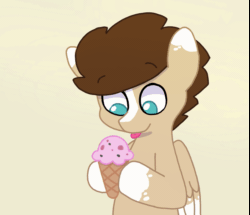 Size: 1253x1080 | Tagged: safe, artist:swerve-art, oc, oc:skittle, pegasus, pony, animated, cute, dessert, food, frame by frame, gif, happy, ice cream, licking, tongue out