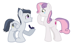 Size: 940x636 | Tagged: safe, artist:diana173076, rumble, sweetie belle, pegasus, pony, unicorn, g4, crying, cutie mark, female, hoof hold, jewelry, kneeling, looking at each other, male, mare, marriage proposal, older, older rumble, older sweetie belle, ring, ship:rumbelle, shipping, stallion, straight, tears of joy, teary eyes, the cmc's cutie marks