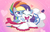 Size: 1011x647 | Tagged: artist needed, safe, rainbow dash, rarity, pegasus, pony, unicorn, g4.5, my little pony: pony life, blushing, clothes, dress, eyes closed, eyeshadow, female, floral head wreath, flower, glomp, grin, hug, lesbian, makeup, mare, ship:raridash, shipping, smiling, wedding dress