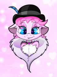 Size: 1285x1735 | Tagged: safe, artist:flufflepimp, color edit, edit, oc, oc only, oc:flufflepimp, earth pony, pony, adorable face, adorasexy, chest fluff, choker, colored, cute, ear fluff, feather, feather boa, female, floppy ears, freckles, hat, heart eyes, learning to draw, mare, mlem, pimp hat, pink, sexy, silly, smiling, smirk, solo, tongue out, wingding eyes