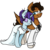 Size: 1961x1977 | Tagged: safe, artist:modularpon, artist:themodpony, edit, oc, oc only, oc:killi thaum, oc:trig silver, pegasus, pony, unicorn, 2020 community collab, derpibooru community collaboration, clothes, couple, dress, duo, female, formal dress, formal wear, makeup, male, simple background, transparent background, wedding dress