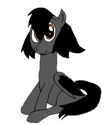 Size: 807x928 | Tagged: safe, artist:prince areo, oc, oc only, bat pony, pony, 2020 community collab, derpibooru community collaboration, bat pony oc, blank flank, looking at you, male, simple background, sitting, smiling, solo, transparent background