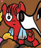 Size: 138x160 | Tagged: safe, idw, winona, dog, earth pony, pony, g4, spoiler:comic, spoiler:comic23, blanket, cropped, linus van pelt, peanuts, picture for breezies, ponified