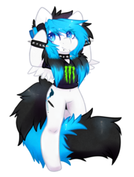 Size: 955x1266 | Tagged: safe, artist:pomrawr, oc, oc only, earth pony, semi-anthro, arm hooves, clothes, earth pony oc, headphones, simple background, solo, spiked wristband, transparent background, wristband