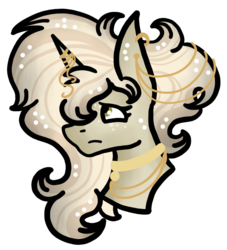 Size: 688x757 | Tagged: safe, artist:hunterthewastelander, oc, oc only, pony, unicorn, bust, ethereal mane, frown, horn, horn jewelry, jewelry, simple background, solo, starry mane, transparent background, unicorn oc