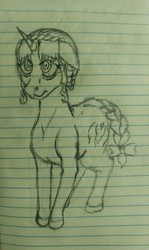 Size: 2403x4032 | Tagged: safe, artist:korencz11, pony, female, fire emblem, fire emblem: three houses, lined paper, marianne von edmund, pencil drawing, ponified, solo, traditional art